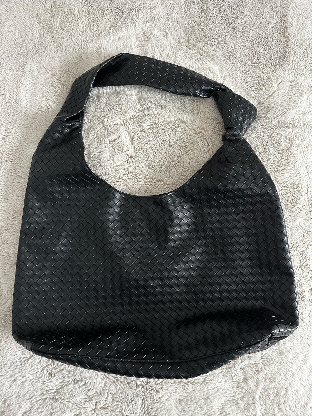 Woven Black Shoulder Bag - Unbranded